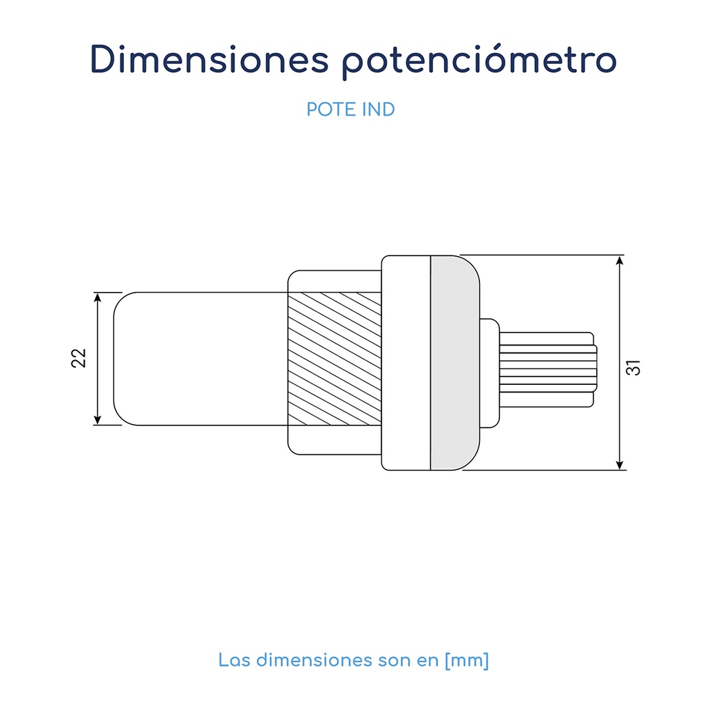 Dimensiones Potenciómetro industrial para variador de frecuencia