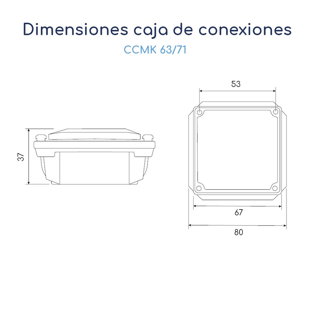 Dimensiones Caja de conexiones para motor trifásico Kaifa carcasas 63 a 71