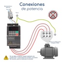 Conexiones potencia Variador de Frecuencia Powtran PI150 0,5 hp 220 V