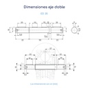 Dimensiones Eje doble para reductor de velocidad 25