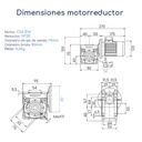 Dimensiones Combo de motorreductor con variador de frecuencia PI150 0,12 HP 220 V
