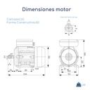Dimensiones Motor Monofásico 220v Alto Par 0,16 hp 1500 rpm Blindado
