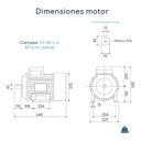 Dimensiones Motor trifásico Mec 15 hp 900 rpm con base B3