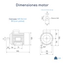 Dimensiones Motor trifásico Kaifa 0,12 hp 1500 rpm con base B3