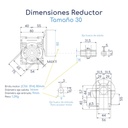 Dimensiones Reductor de Velocidad NFCN 30 Relación 1:7,5 C56 B14 Eje 14 mm